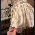 Ivory A-Line Spaghetti Straps Embroide Shimmering Ivory Short Homecoming Dresses