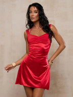 Red Sweetheart Ruched A-Line Mini Homecoming Dress