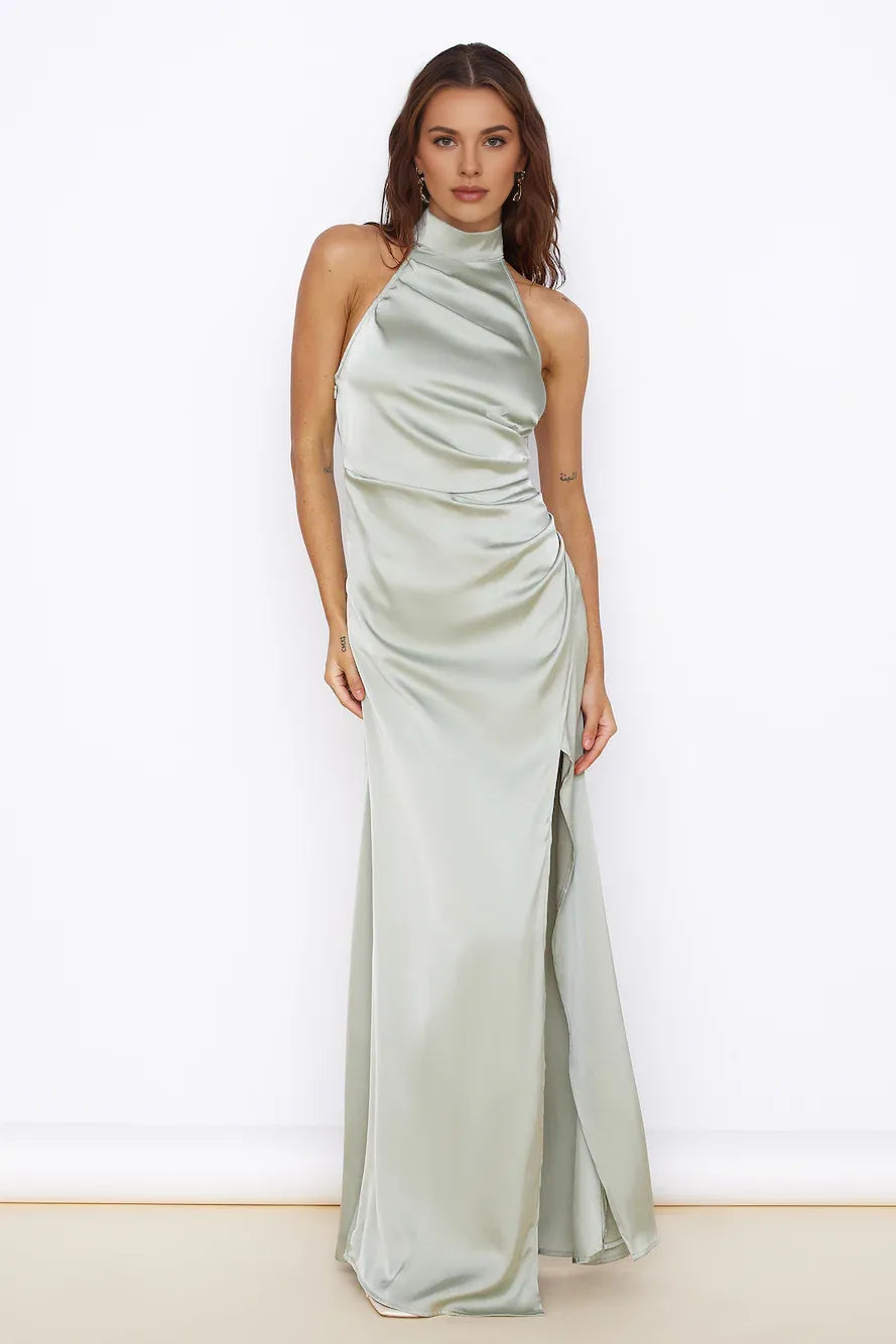 Mermaid High Neck Sleeveless Backless Floor-Length Prom Dress