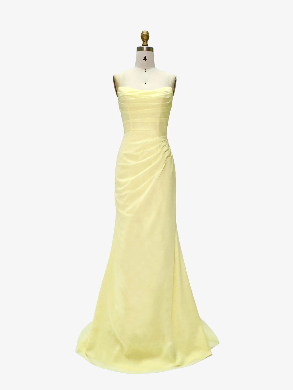 Yellow Mermaid Strapless Ruched Draped Pale Floor-Length Prom Dress