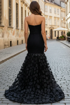 Embellished Mermaid Strapless Straight-Neck Low-Back Floor-Length Prom Dress