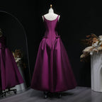 Green Emerald Square Neck Bow Accent A-Line Long Formal Evening Gown