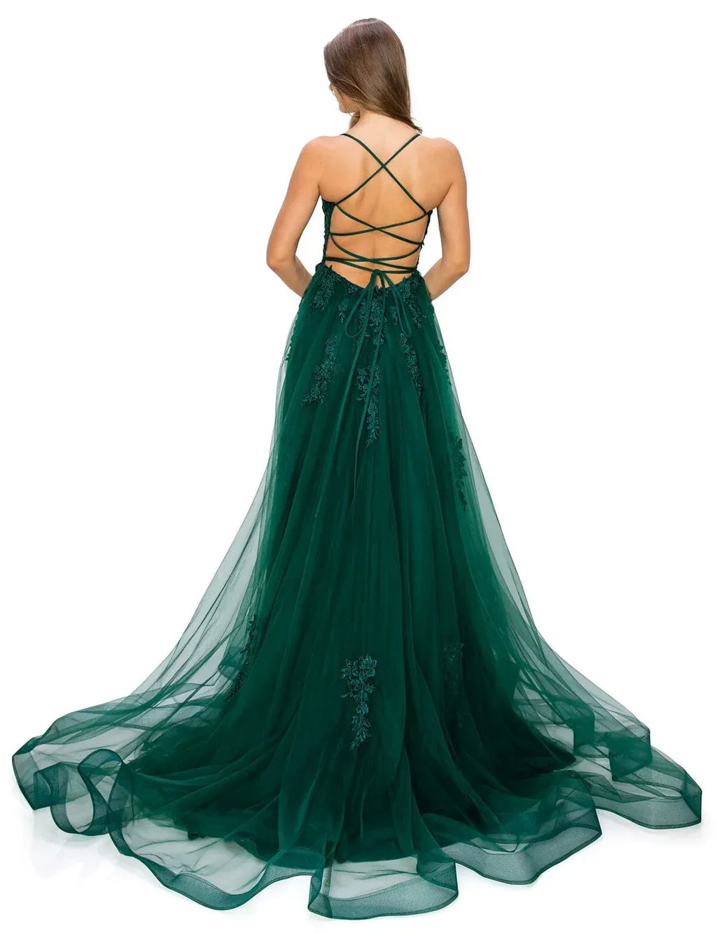 Enchanting A-Line Square Neck Spaghetti Strap Lace Up Back Floor Length Prom Dress