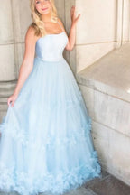 Enchanting A-Line Square Neck Spaghetti Strap Maxi Prom Dress