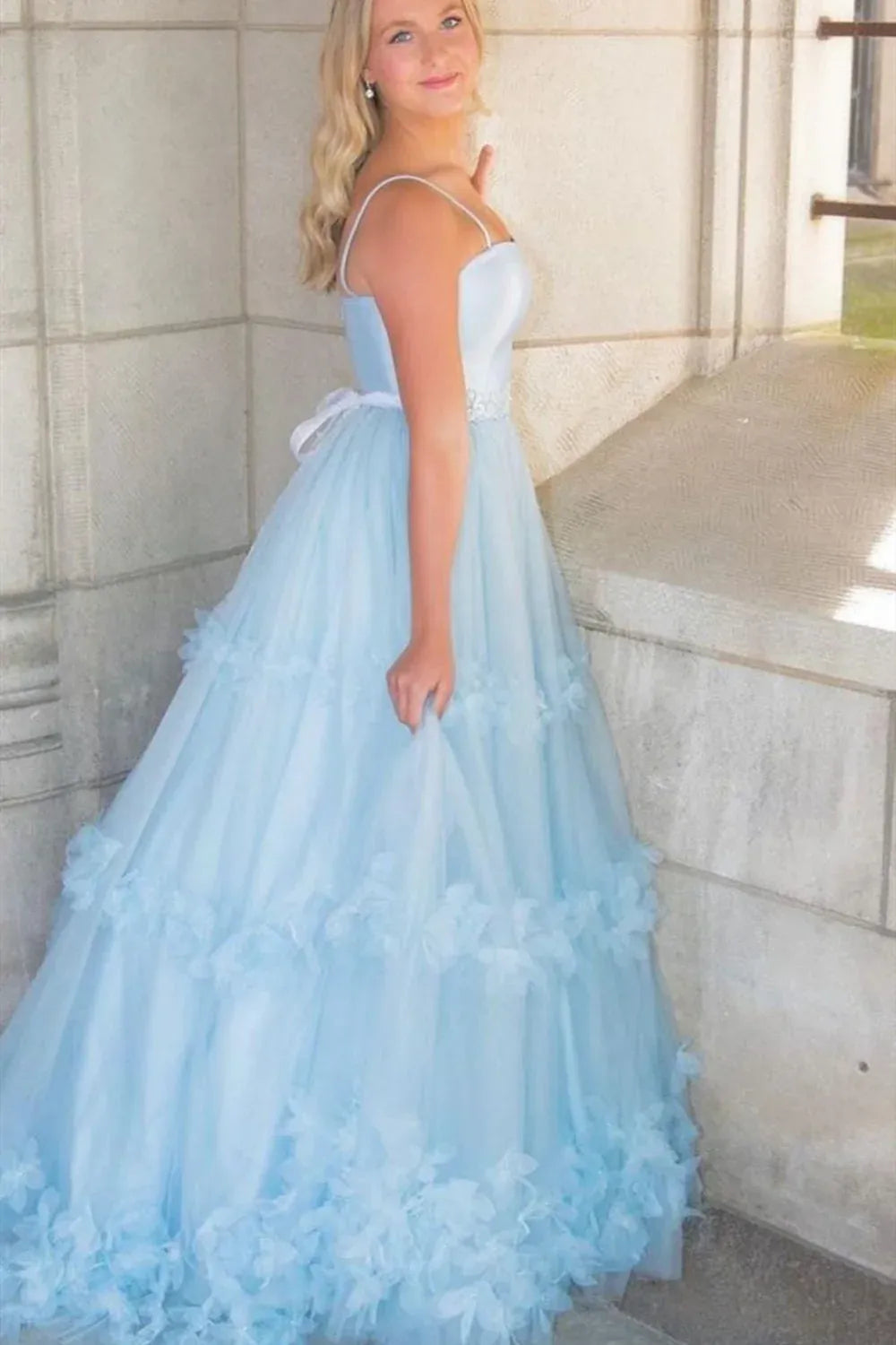 Enchanting A-Line Square Neck Spaghetti Strap Maxi Prom Dress