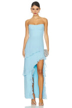 Enchanting A Line Strapless Sleeveless Open Back High Low Evening Dress