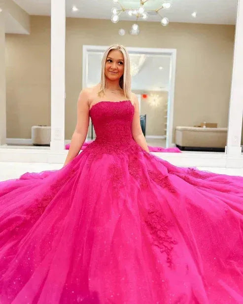 Enchanting A-Line Strapless Sweetheart Lace-Up Corset Floor-Length Evening Ball Gown