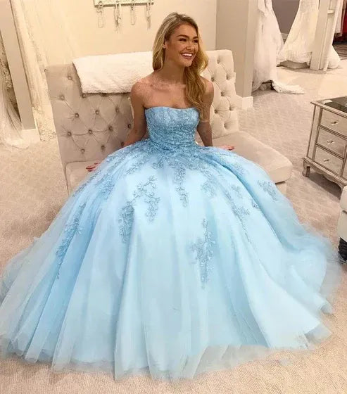 Enchanting A-Line Strapless Sweetheart Lace-Up Corset Floor-Length Evening Ball Gown