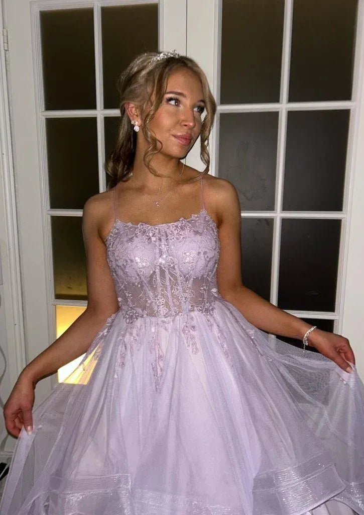 Enchanting A-Line Strapless Sweetheart Lace-Up Corset Tiered Floor-Length Evening Ball Gown