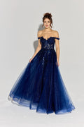 Enchanting A-Line Sweetheart Off the Shoulder Lace Up Back Floor Length Prom Dress