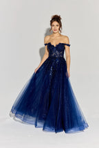 Enchanting A-Line Sweetheart Off the Shoulder Lace Up Back Floor Length Prom Dress