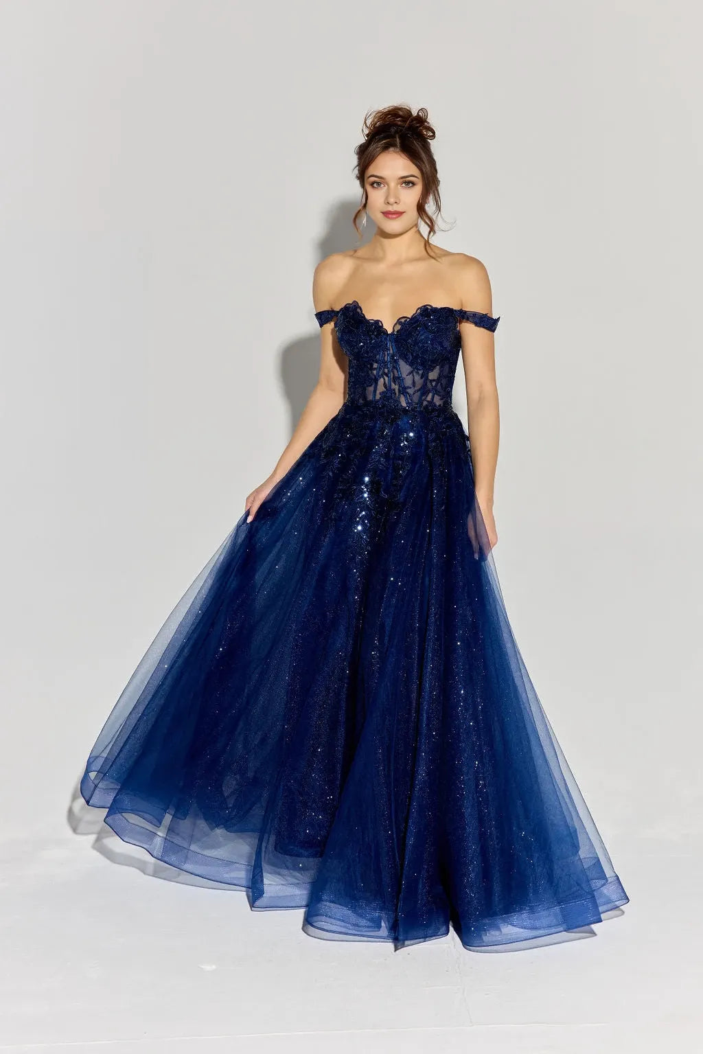 Enchanting A-Line Sweetheart Off the Shoulder Lace Up Back Floor Length Prom Dress