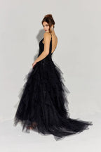 Enchanting A-Line V Neck Spaghetti Strap Open Back Floor Length Prom Dress