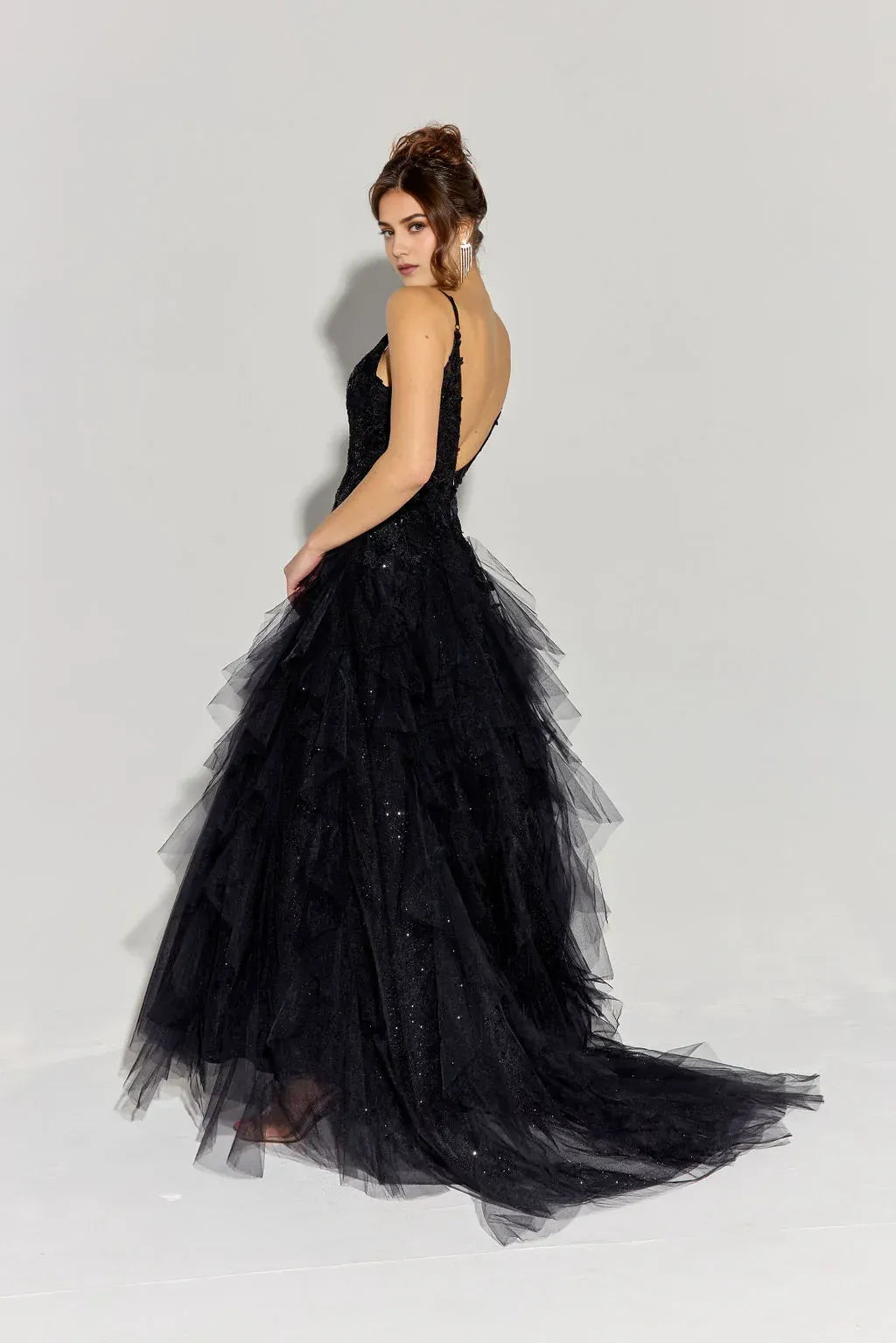 Enchanting A-Line V Neck Spaghetti Strap Open Back Floor Length Prom Dress