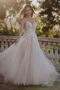 Enchanting Ball Gown Plunging V Neck Spaghetti Strap Open Back Floor Length Wedding Dress