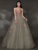 Enchanting Ball Gown Strapless Sweetheart Lace-Up Back Floor-Length Fairy Prom Dress
