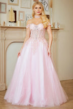Enchanting Ball Gown Sweetheart Off the Shoulder Lace Up Back Floor Length Prom Dress