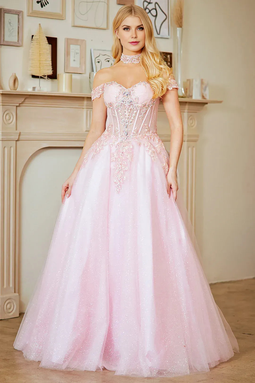 Enchanting Ball Gown Sweetheart Off the Shoulder Lace Up Back Floor Length Prom Dress