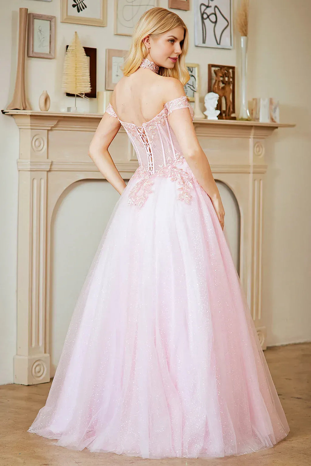 Enchanting Ball Gown Sweetheart Off the Shoulder Lace Up Back Floor Length Prom Dress