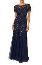 Enchanting Mermaid Illusion Neck Short Sleeve Embellished Back Floor Length Evening Dress