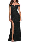 Enchanting Mermaid Off Shoulder Sleeveless Lace Back Floor Length Evening Dress