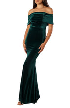 Enchanting Mermaid Off The Shoulder Short Sleeve Plain Back Floor Length Evening Dress