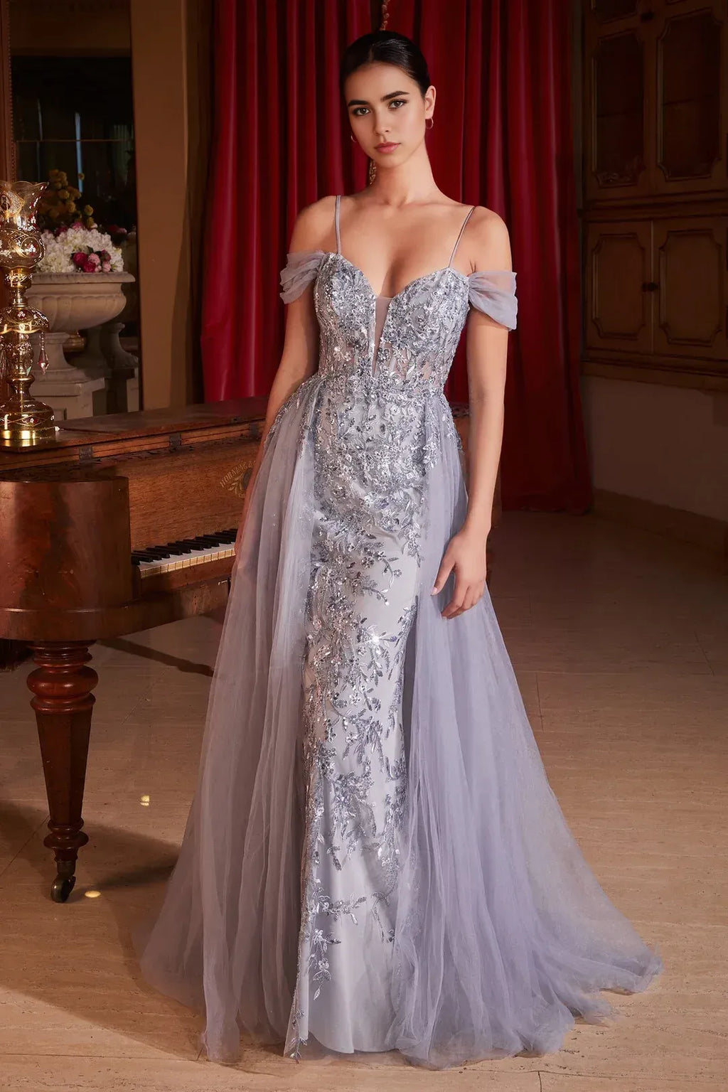 Enchanting Mermaid Sweetheart Off the Shoulder Sheer Back Floor Length Prom Dress