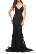Polished Mermaid V Neck Cap Sleeve Ruched Back Floor Length Evening Dress