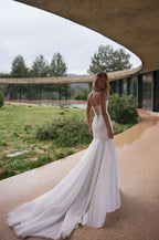 Enchanting Sweetheart Neck Sleeveless Lace Up Back Train Length Wedding Dress