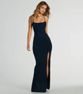 Enchanting Trumpet Cowl Neck Spaghetti Strap Bow Back Floor Length Prom Dress