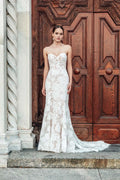Enchanting Trumpet Sweetheart Neckline Sleeveless Open Back Floor Length Wedding Dress