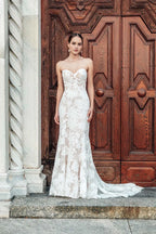Enchanting Trumpet Sweetheart Neckline Sleeveless Open Back Floor Length Wedding Dress