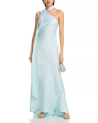Ethereal A Line Halter One Shoulder Sleeveless Cutout Back High Low Length For Adults Prom Dress