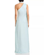 Ethereal A Line Halter One Shoulder Sleeveless Cutout Back High Low Length For Adults Prom Dress