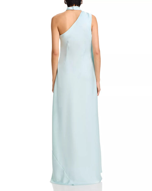 Robe de bal éthérée trapèze, dos nu asymétrique à licou, sans manches, dos découpé, longueur asymétrique pour adultes