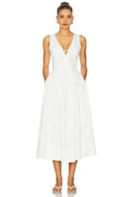 Ethereal A Line Plunge Neck Sleeveless V Back Midi Length Prom Dress