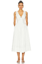 Ethereal A Line Plunge Neck Sleeveless V Back Midi Length Prom Dress