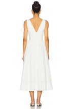Ethereal A Line Plunge Neck Sleeveless V Back Midi Length Prom Dress