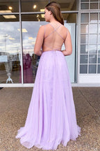 Ethereal A-Line Spaghetti Strap Prom Dress with Slit