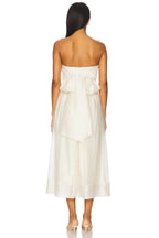 Ethereal A-Line Strapless Sleeveless Bow Detail Midi Length Prom Dress