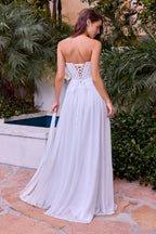 Ethereal A-Line Sweetheart Halter Lace Up Back Train Length Prom Dress