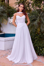 Ethereal A-Line Sweetheart Halter Lace Up Back Train Length Prom Dress