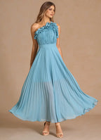 Ethereal A Line Sweetheart One Shoulder Ruffle Accent Cut Out Back Midi Length For Sale Prom Dress