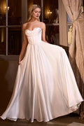 Ethereal A-Line Sweetheart Spaghetti Strap Lace Up Back Floor Length Prom Dress