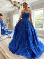 Ethereal Ball Gown Spaghetti Strap Maxi Prom Dress