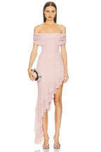 Ethereal Mermaid Off Shoulder Ruched Bodice Asymmetric Ruffle Skirt Prom Dress