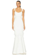 Ethereal Mermaid Square Neck Ruffled Back Floor Length Prom Dress