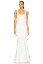 Ethereal Mermaid Square Neck Ruffled Back Floor Length Prom Dress