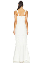 Ethereal Mermaid Square Neck Ruffled Back Floor Length Prom Dress