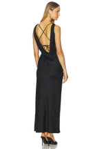 Ethereal Sheath Cowl Neck Sleeveless Crisscross Back Floor Length Prom Dress